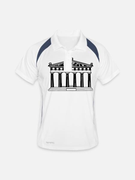 greek_temple - Polo respirant Homme - blanc/marine - Devant