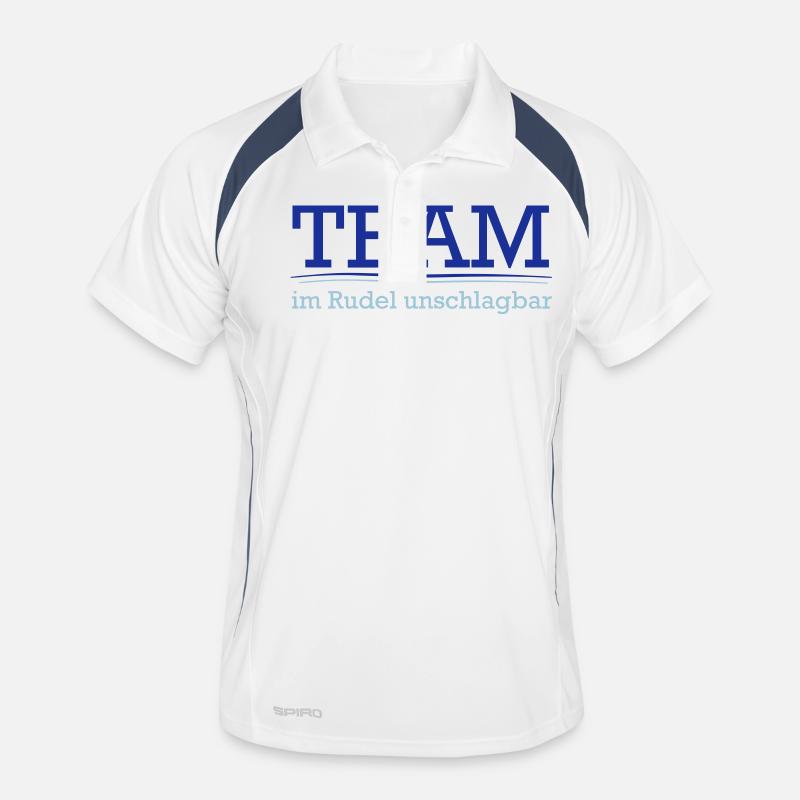 Team im Rudel - Männer Polo atmungsaktiv - Weiß/Navy