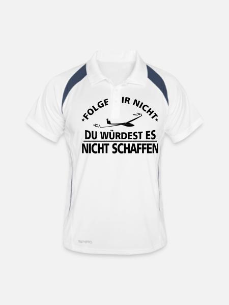Streckensegelflieger - Männer Polo atmungsaktiv - Weiß/Navy - Vorne