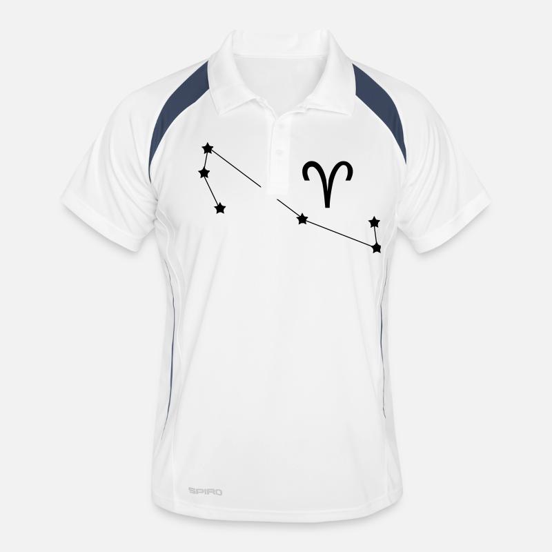 Sternbild Widder Sternzeichen - Männer Polo atmungsaktiv - Weiß/Navy