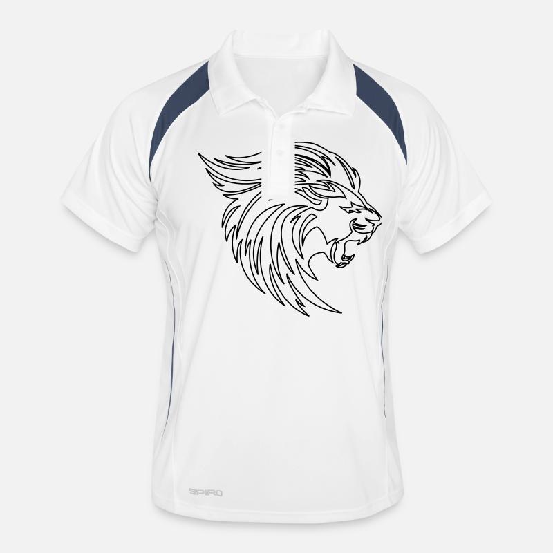 Löwe - Männer Polo atmungsaktiv - Weiß/Navy