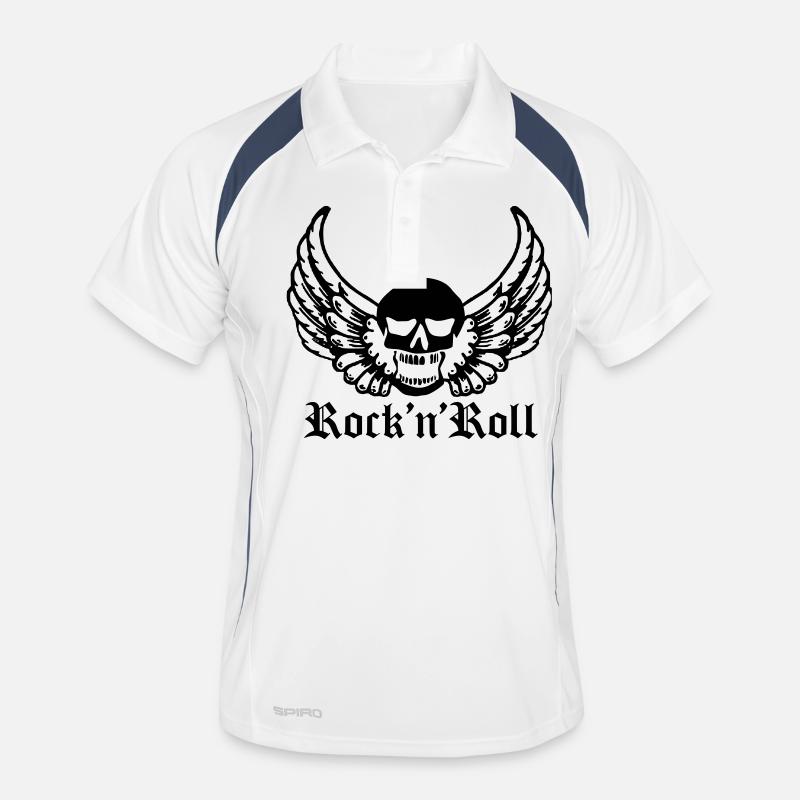rock'n'roll - Männer Polo atmungsaktiv - Weiß/Navy