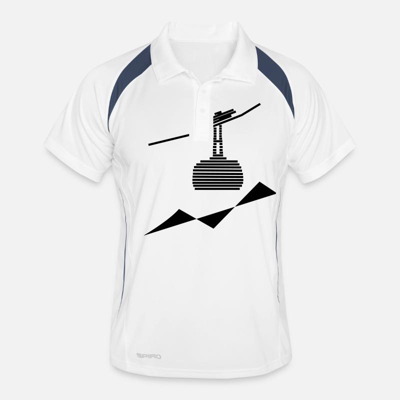 Seilbahn -4- - Männer Polo atmungsaktiv - Weiß/Navy