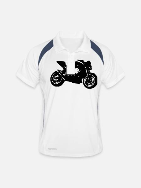Kawasaki z750 (07) - Männer Polo atmungsaktiv - Weiß/Navy - Vorne