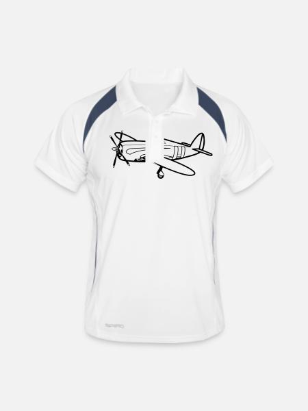 flieger - Männer Polo atmungsaktiv - Weiß/Navy - Vorne