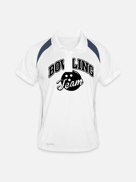 Bowling Team - Männer Polo atmungsaktiv - Weiß/Navy - Vorne
