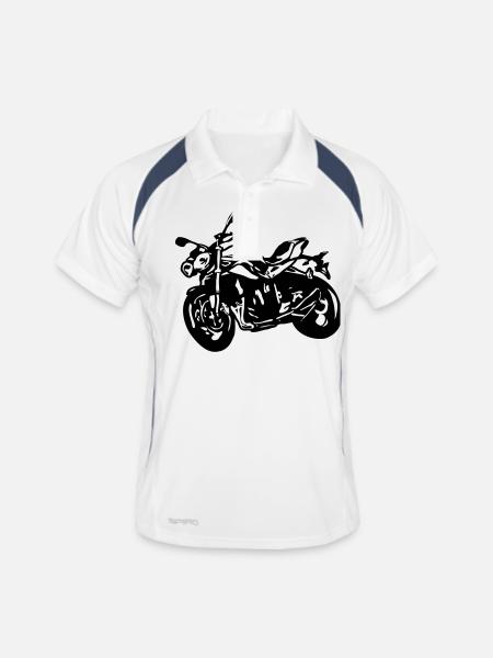 Vélo nu moto Streetfighter - Polo respirant Homme - blanc/marine - Devant