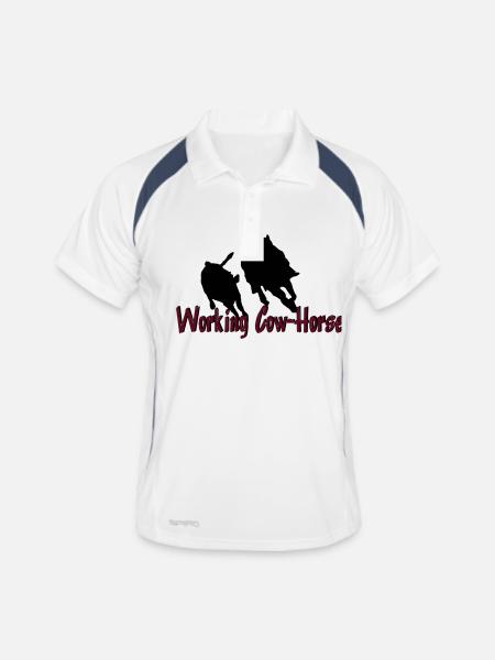 workingcowhorse - Männer Polo atmungsaktiv - Weiß/Navy - Vorne