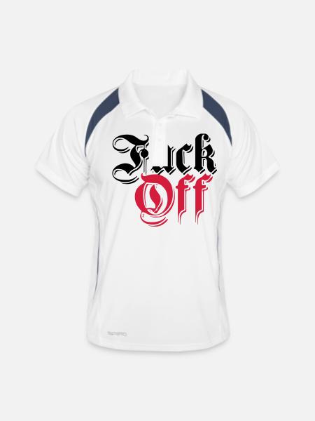 retro deutsch alt schrift german fuck you off text - Männer Polo atmungsaktiv - Weiß/Navy - Vorne