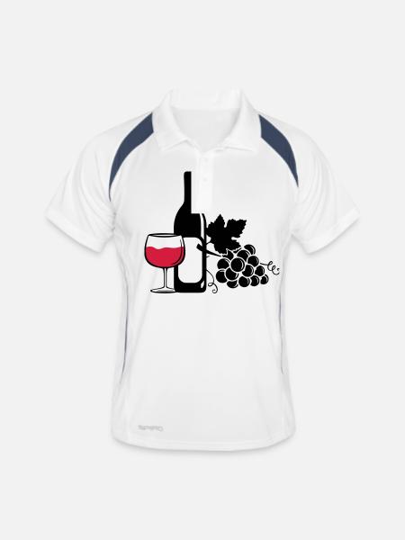 wine bottle grapes - Männer Polo atmungsaktiv - Weiß/Navy - Vorne