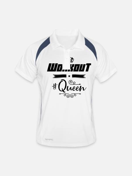 workout queen - Männer Polo atmungsaktiv - Weiß/Navy - Vorne