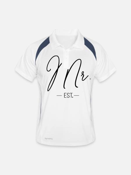 mr_est - Männer Polo atmungsaktiv - Weiß/Navy - Vorne