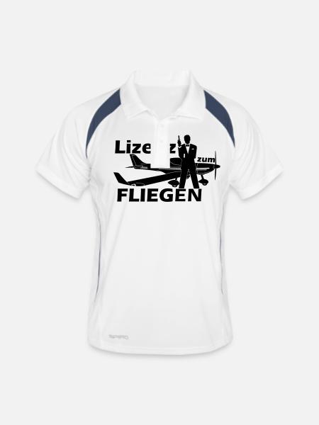 lizenz motorflug - Männer Polo atmungsaktiv - Weiß/Navy - Vorne