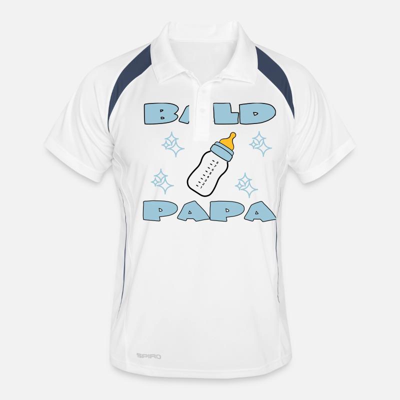 KAHLKÖPFIGER PAPA - Männer Polo atmungsaktiv - Weiß/Navy