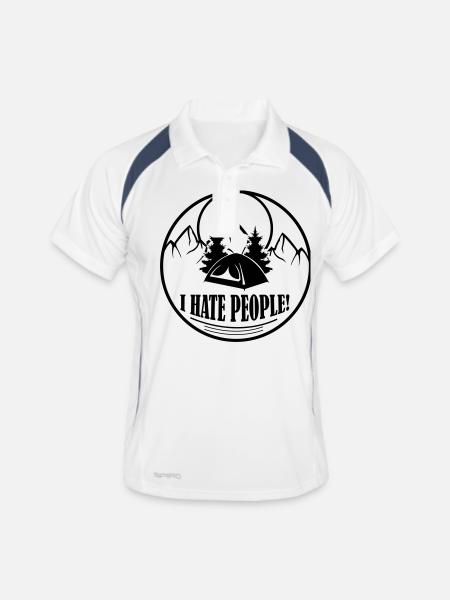 je déteste les gens - Polo respirant Homme - blanc/marine - Devant