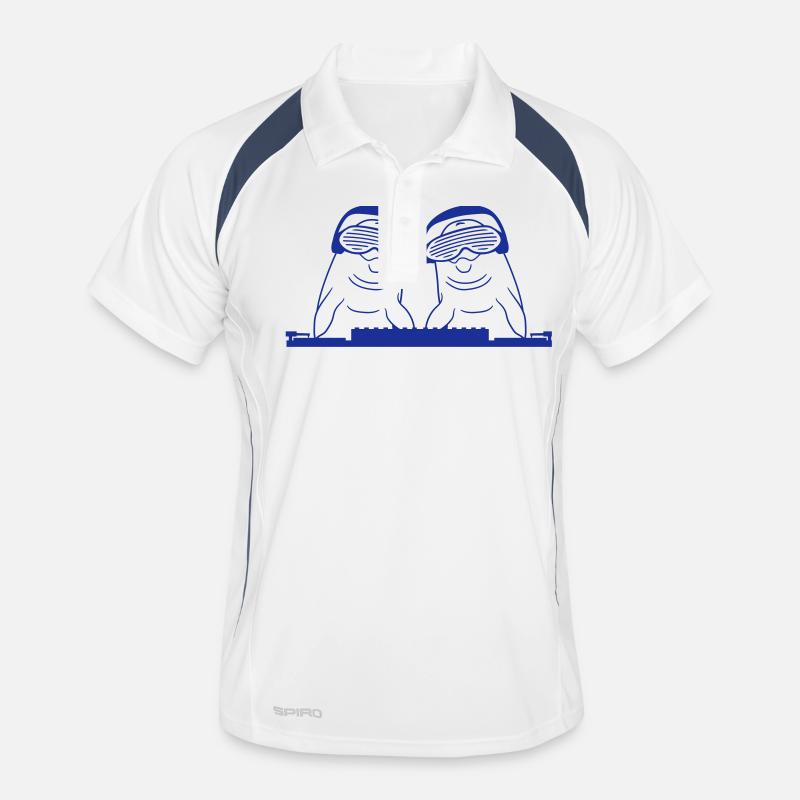 Two Funny Dolphins DJ Team Mixer Party Music Men's Polo breathable