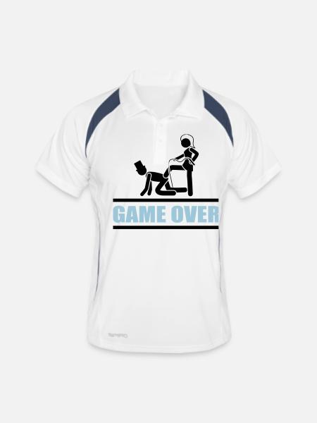 Fin du jeu des mariés - Polo respirant Homme - blanc/marine - Devant