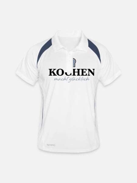 Tablier de cuisine drôle - Polo respirant Homme - blanc/marine - Devant