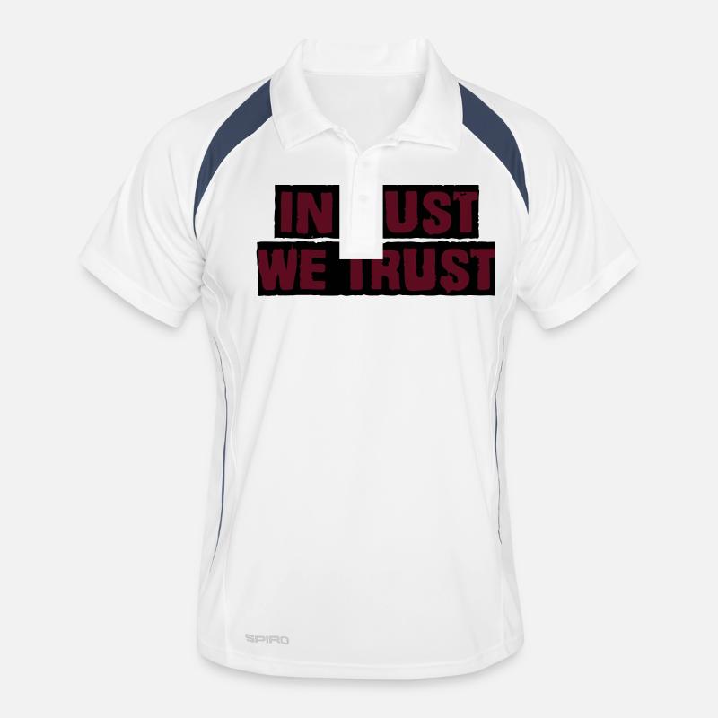 In Rost vertrauen wir - Männer Polo atmungsaktiv - Weiß/Navy