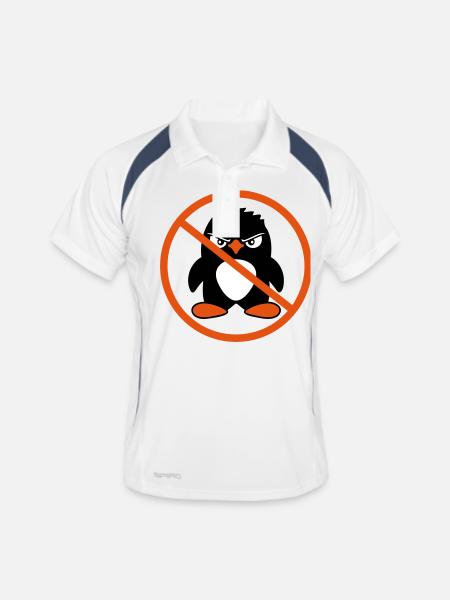 Böse Pinguine Verboten Bereich Schild Hinweis Cool - Männer Polo atmungsaktiv - Weiß/Navy - Vorne