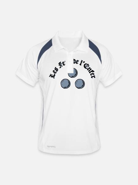 Les Fers de l’Enfer / The Irons of Hell - Pétanque - Polo respirant Homme - blanc/marine - Devant