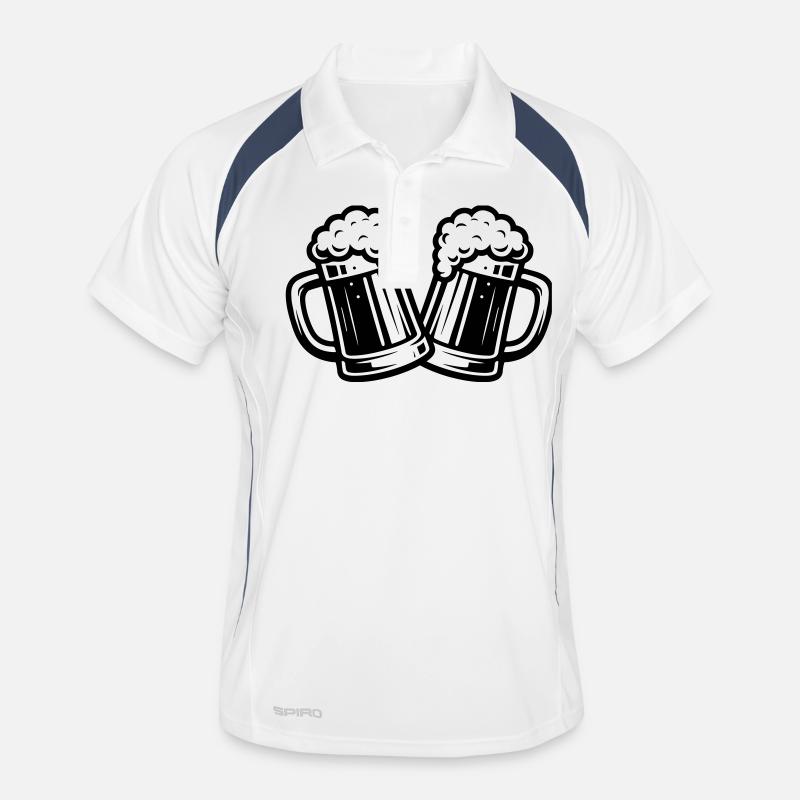 Bierkrug Bier Anstoßen - Männer Polo atmungsaktiv - Weiß/Navy