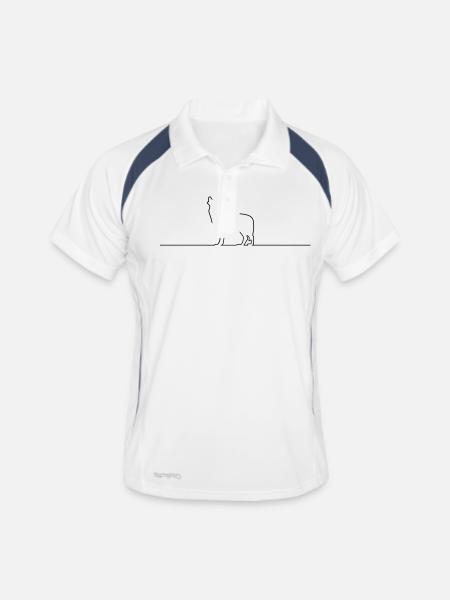 wolf design - Männer Polo atmungsaktiv - Weiß/Navy - Vorne