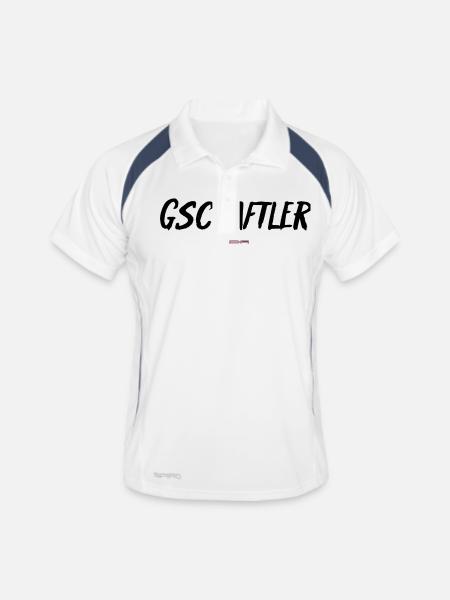 Gschaftler - Männer Polo atmungsaktiv - Weiß/Navy - Vorne