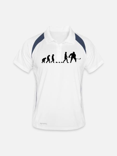 evolution hockey - Männer Polo atmungsaktiv - Weiß/Navy - Vorne