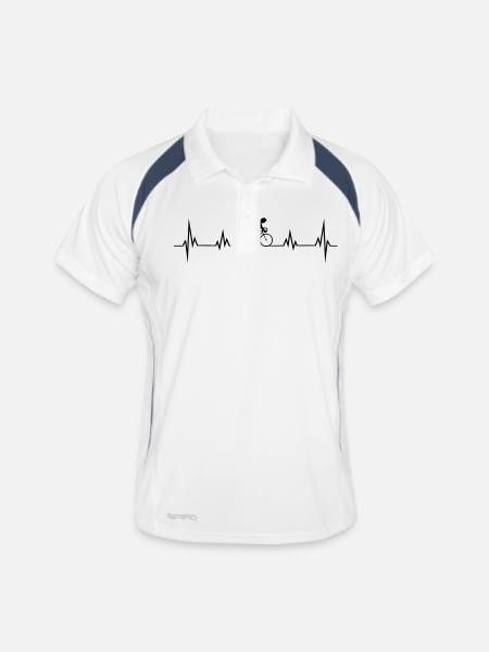 HERZSCHLAG bike - Männer Polo atmungsaktiv - Weiß/Navy - Vorne