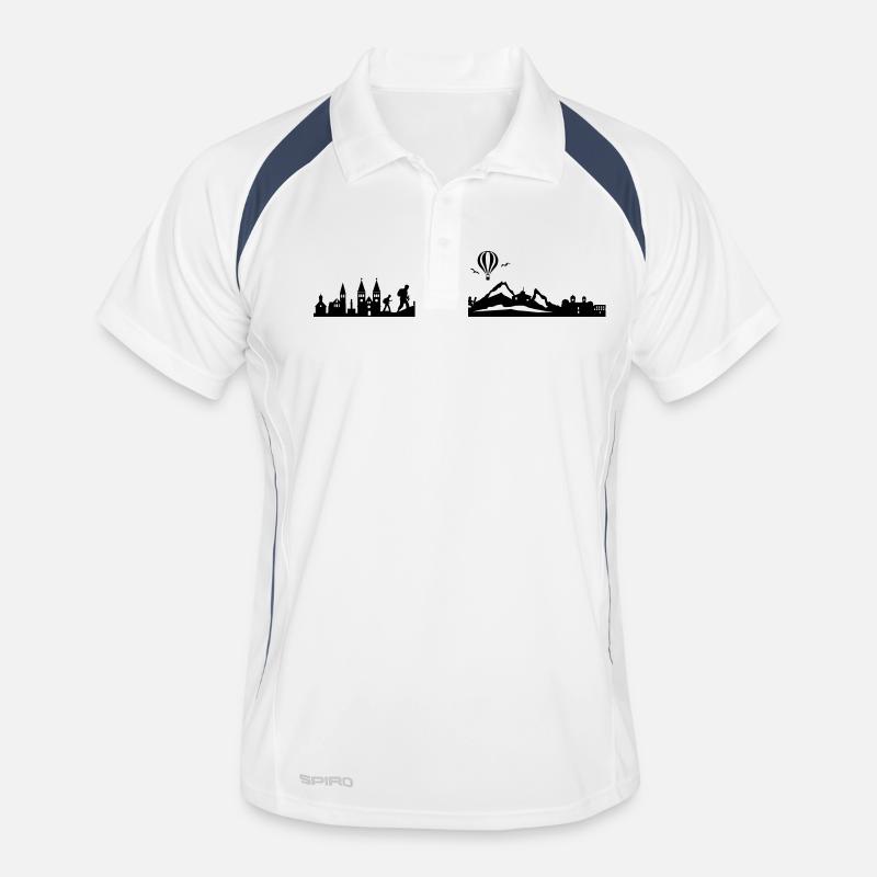 Skyline - Berchtesgaden - Männer Polo atmungsaktiv - Weiß/Navy