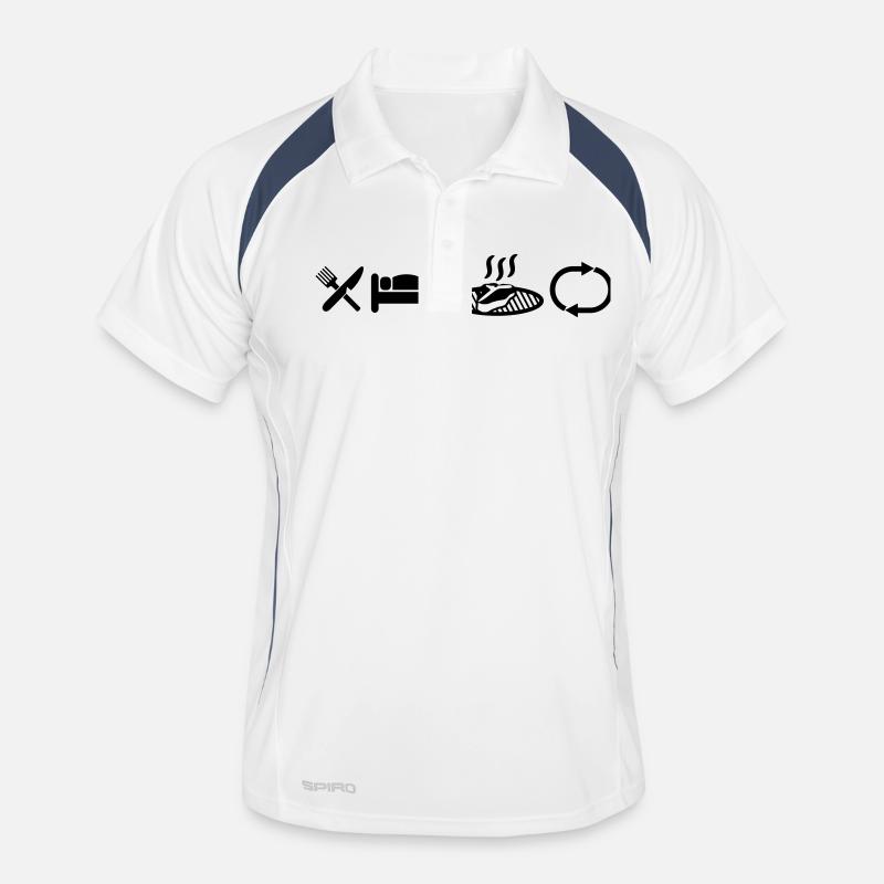 Eat Sleep Grill Repeat - Männer Polo atmungsaktiv - Weiß/Navy