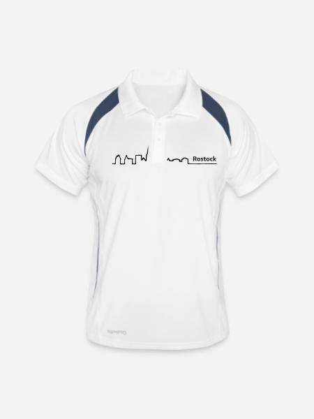 rostock skyline - Männer Polo atmungsaktiv - Weiß/Navy - Vorne