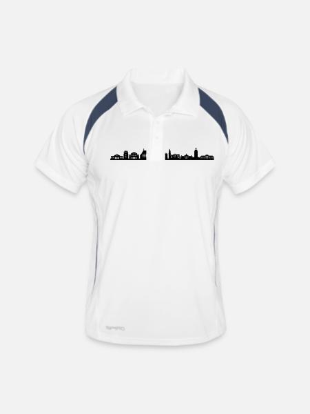 Skyline - Weimar - Männer Polo atmungsaktiv - Weiß/Navy - Vorne