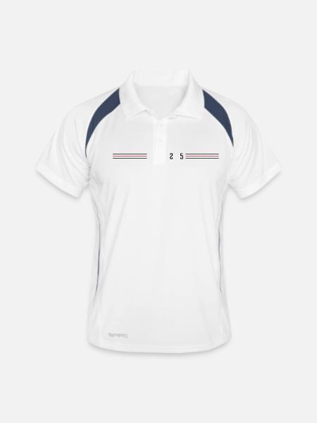 2025 Jahr - Männer Polo atmungsaktiv - Weiß/Navy - Vorne