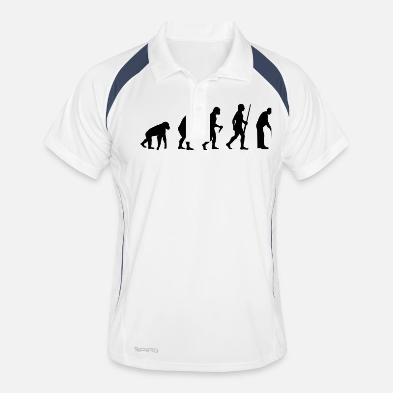 Evolution Of Grandpa - Männer Polo atmungsaktiv - Weiß/Navy