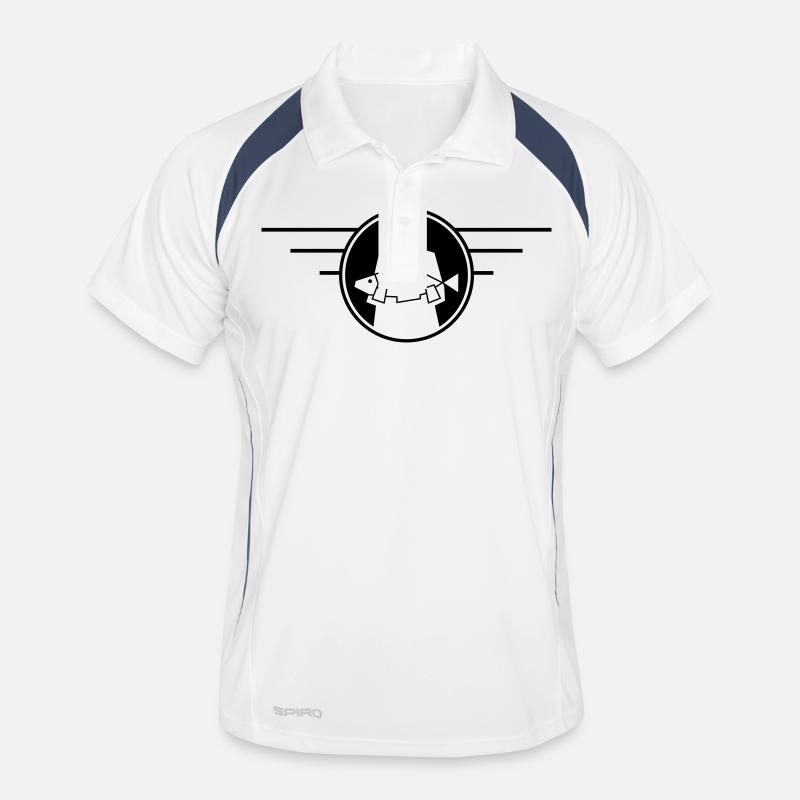 Fischkombinat - Männer Polo atmungsaktiv - Weiß/Navy