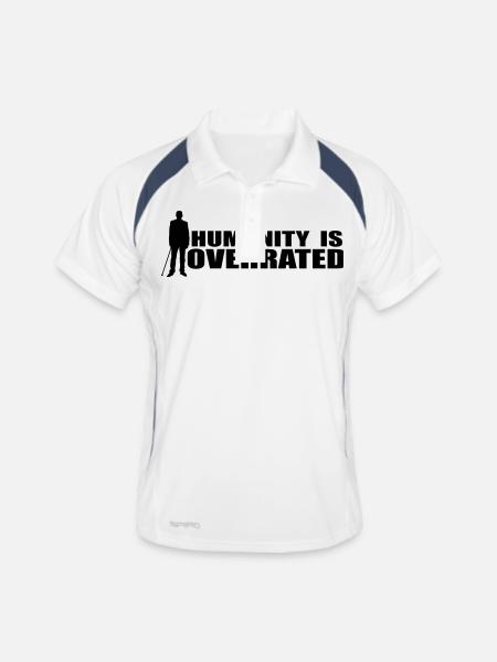 Dr. House Hummanity is overrated Hoodie white, - Männer Polo atmungsaktiv - Weiß/Navy - Vorne