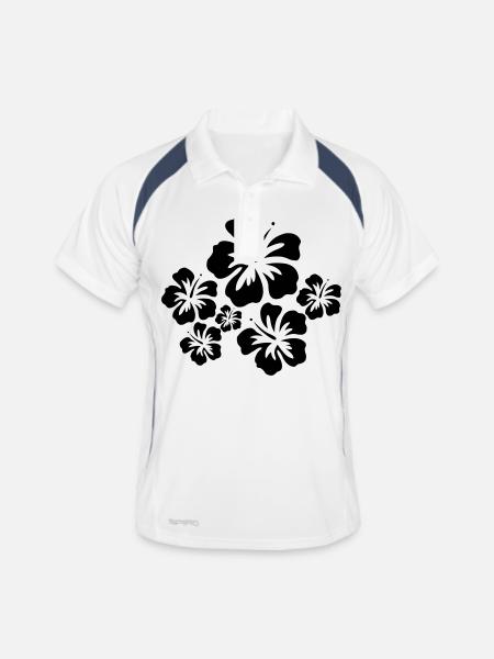 Tropical Hibiscus Flower - Men's Polo breathable - white/navy - Front