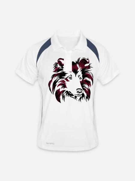 Collie - Männer Polo atmungsaktiv - Weiß/Navy - Vorne