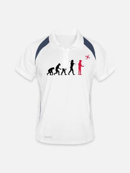 The drone evolution - Männer Polo atmungsaktiv - Weiß/Navy - Vorne