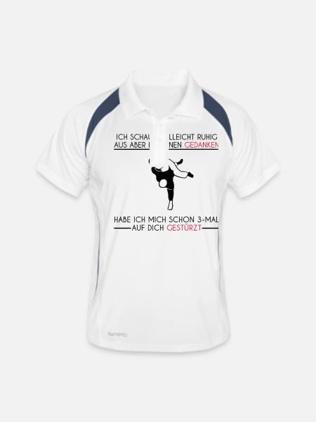 In meinen Gedanken | Judo T-Shirts - Männer Polo atmungsaktiv - Weiß/Navy - Vorne