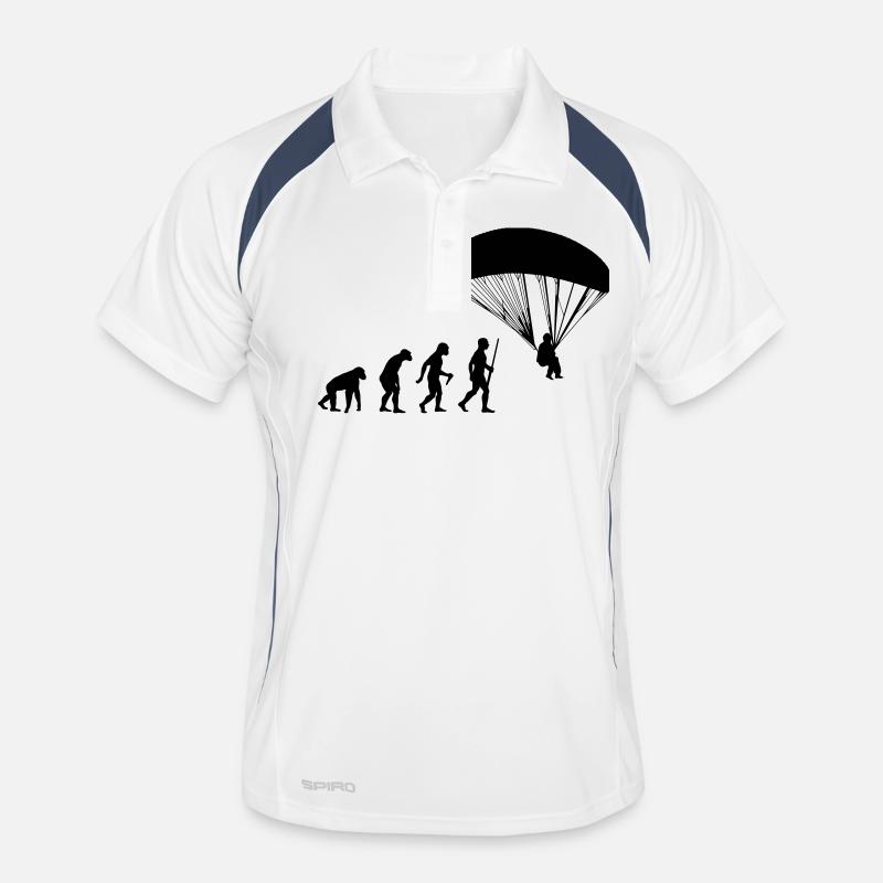 Paragliding Evolution - Männer Polo atmungsaktiv - Weiß/Navy