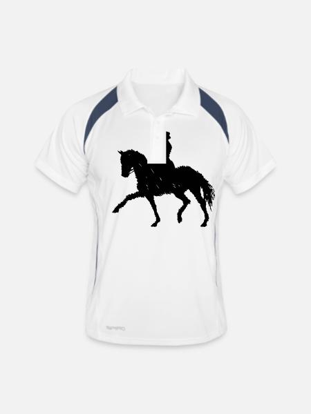 Dressage - Sport - Horse - Men's Polo breathable - white/navy - Front