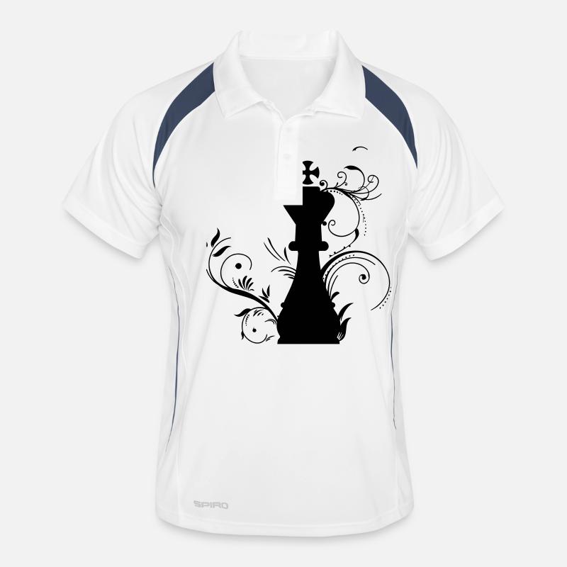 Schach König - Männer Polo atmungsaktiv - Weiß/Navy