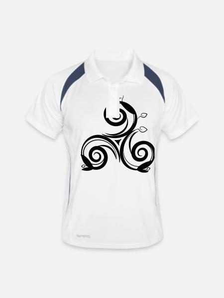 triskell arbre - Polo respirant Homme - blanc/marine - Devant