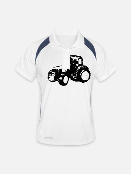 traktor - Männer Polo atmungsaktiv - Weiß/Navy - Vorne