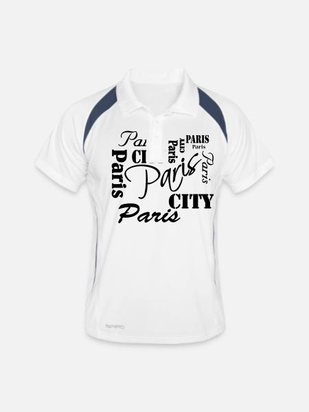 Paris - Männer Polo atmungsaktiv - Weiß/Navy - Vorne
