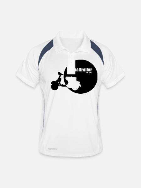 Schaltroller seit 1946 - Männer Polo atmungsaktiv - Weiß/Navy - Vorne