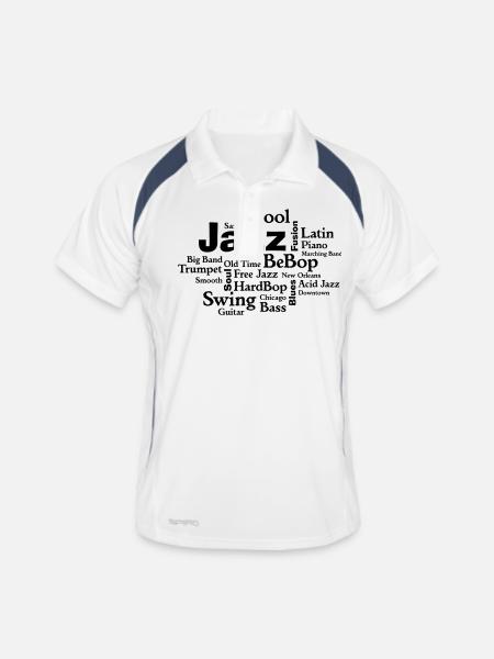 jazztagcloud - Männer Polo atmungsaktiv - Weiß/Navy - Vorne